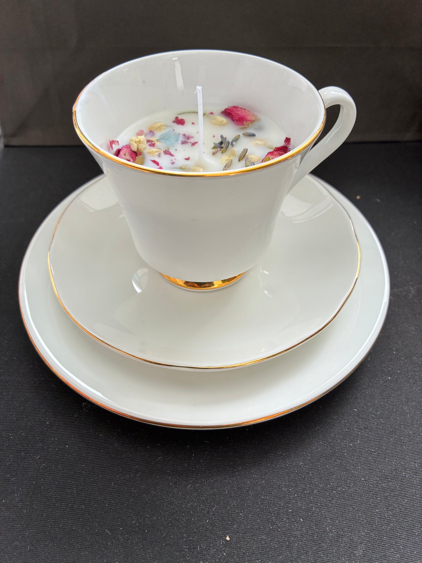 Vintage Trio Teacup Jasmine Scented Candle