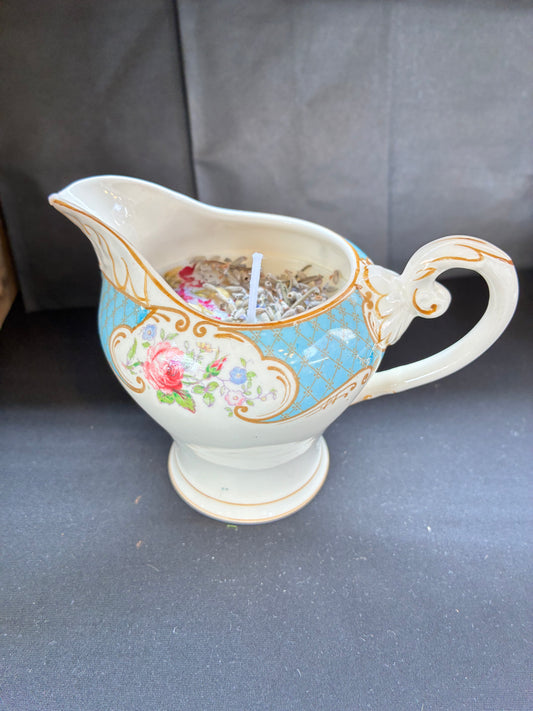 Handmade Vintage Jar Candle scented with velvet rose oils topped with botanicals, tailored to The Timeless Glow tone.