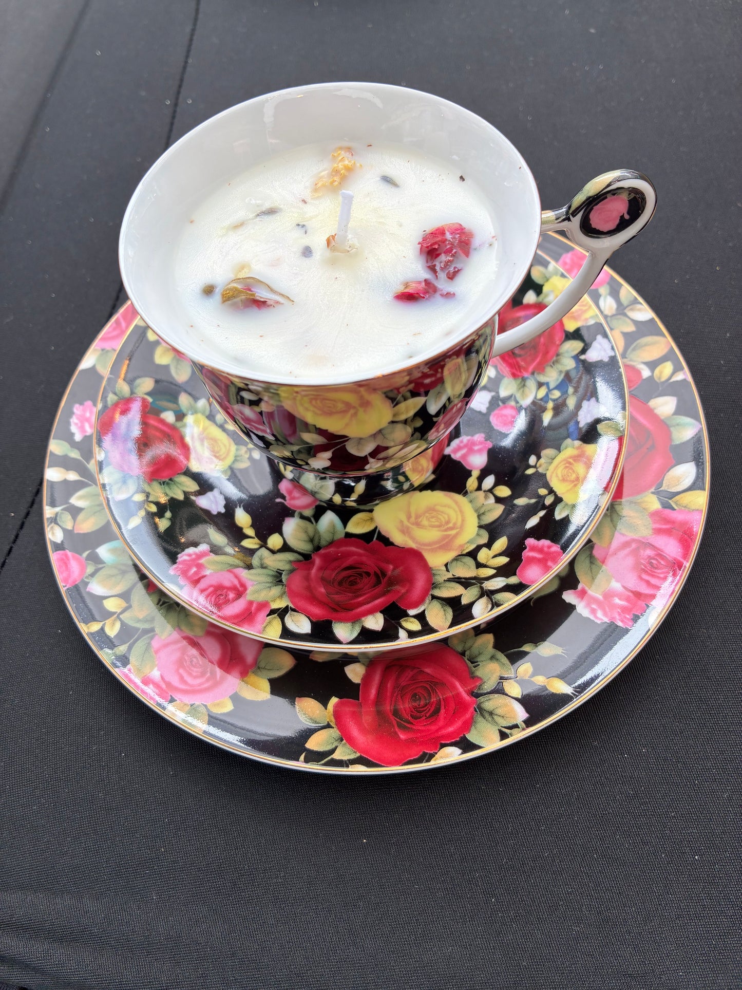 Velvet Rose Scented Trio Teacup Set Candle, tailored to The Timeless Glow tone