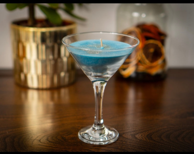 Blue Star Cocktail Glass candle, tailored to The Timeless Glow tone