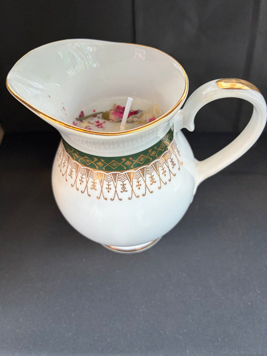 Handmade Vintage Jar Candle, jasmine scented, tailored to The Timeless Glow tone.