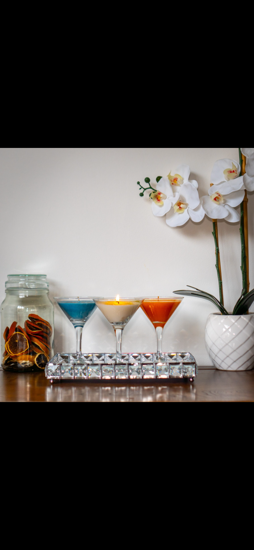 White Lily Scented Cocktail Glass candle, tailored to The Timeless Glow tone