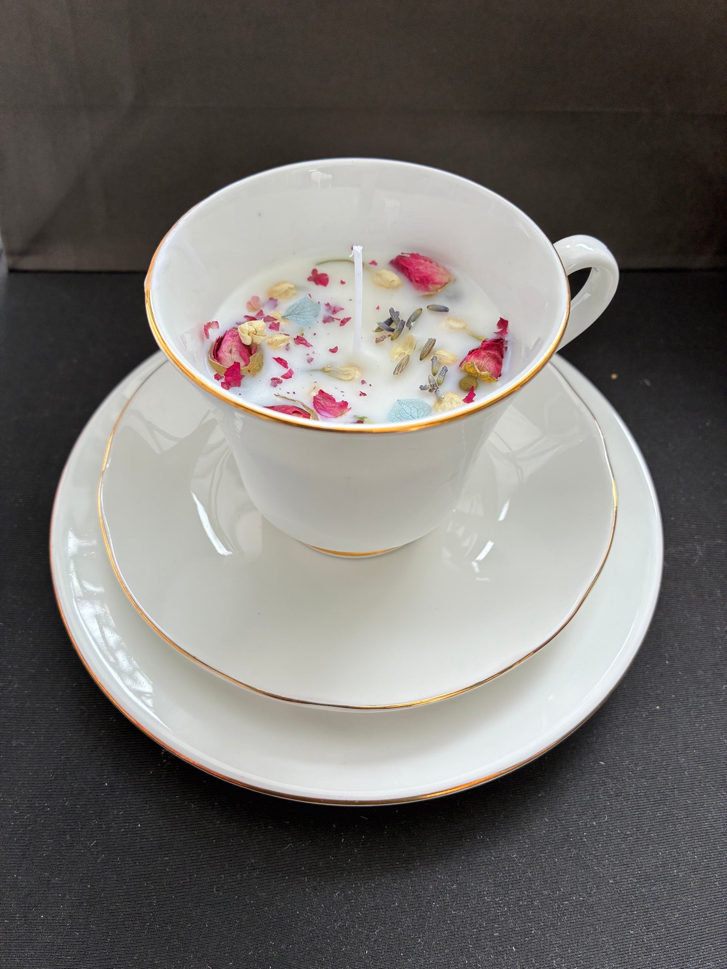 Vintage Trio Teacup Jasmine Scented Candle