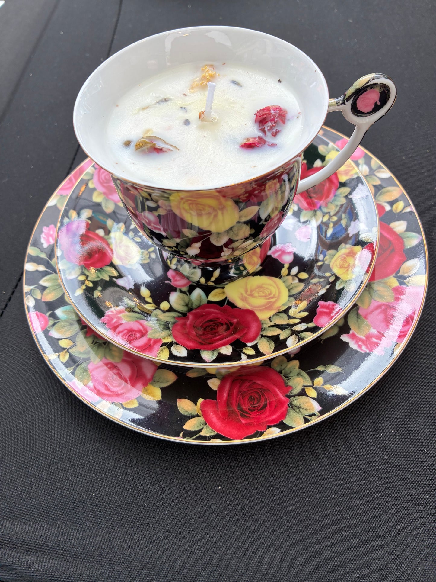 Velvet Rose Scented Trio Teacup Set Candle, tailored to The Timeless Glow tone