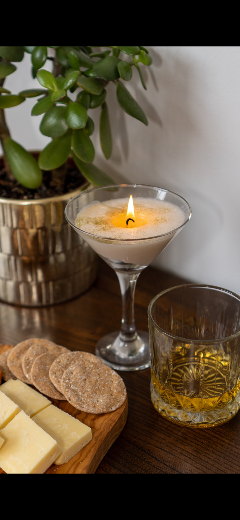 White Lily Scented Cocktail Glass candle, tailored to The Timeless Glow tone