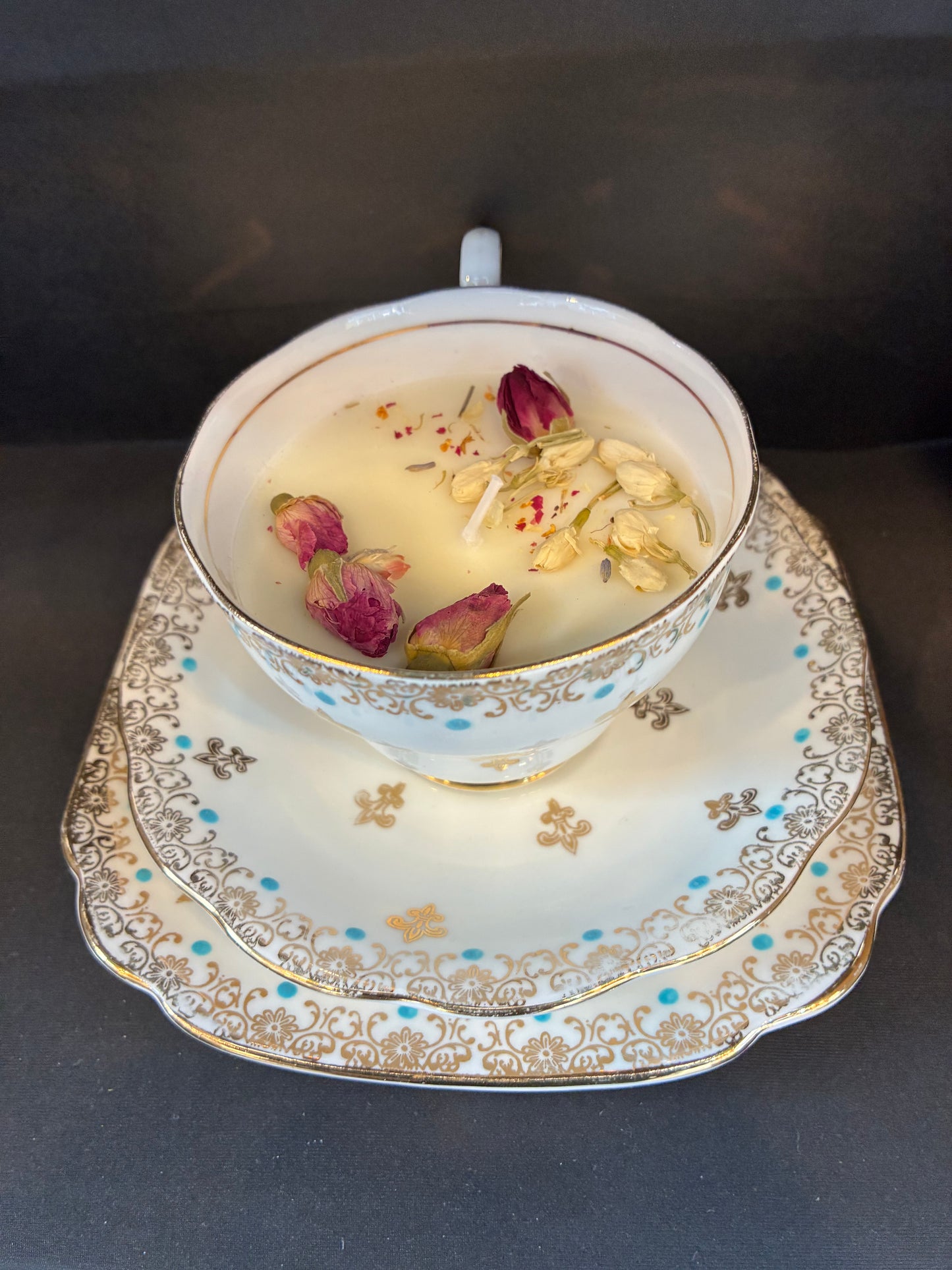 Vintage Teacup Trio Jasmine Scented Candle