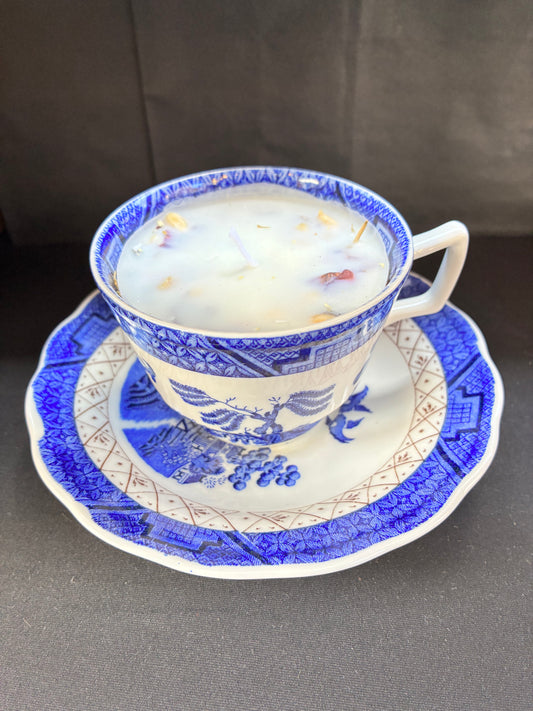 Vintage Teacup Candle scented with blue lavender oils