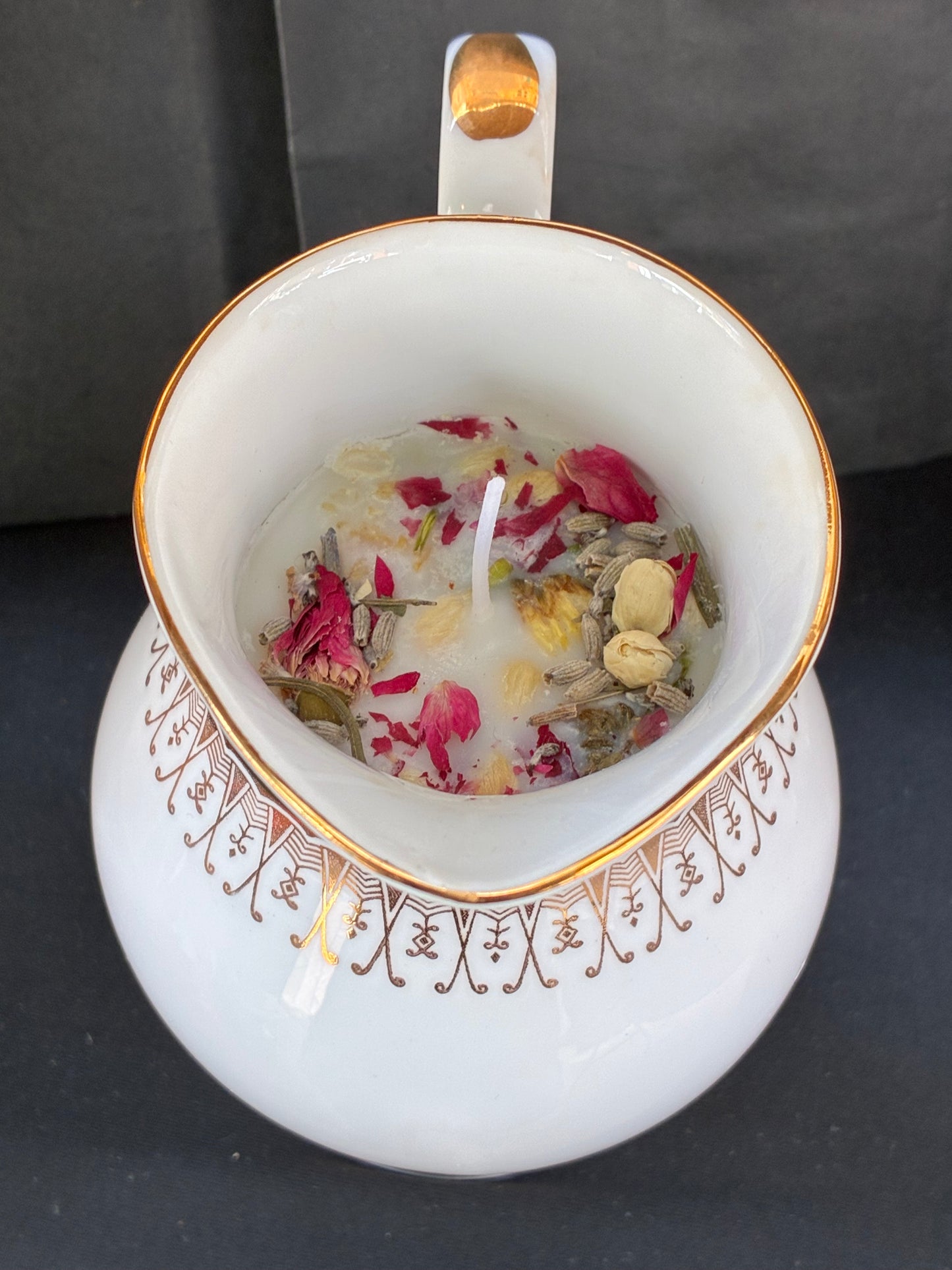 Handmade Vintage Jar Candle, jasmine scented, tailored to The Timeless Glow tone.