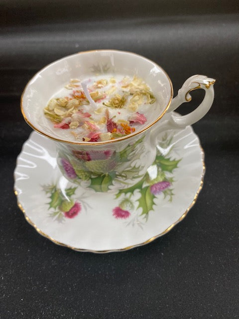 Vintage Teacup Velvet Rose Scented Candle