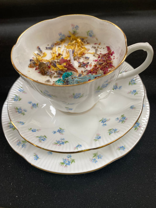 Trio Teacup Velvet Rose Scented Candle